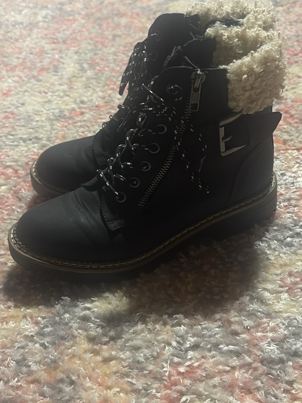 Black Sherpa-Lined Women's Ankle Boots